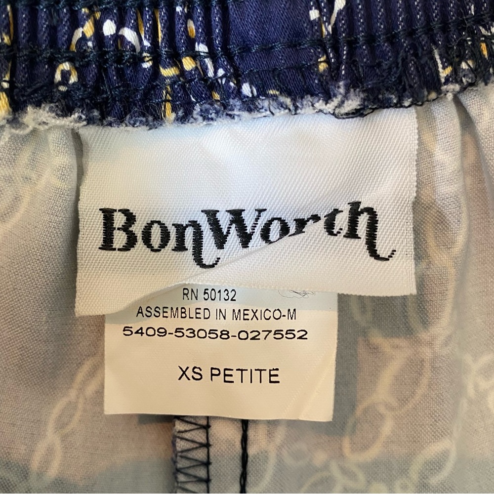 Vintage Navy Blue Chain Print Pants, Preppy Equestrian Summer Country Club Vibes - Picture 5 of 10